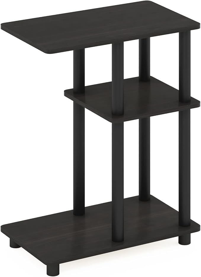 Furinno Turn-N-Tube C-Shape Sofa Side Table, Espresso/Black, Plastic Pole - Image 6