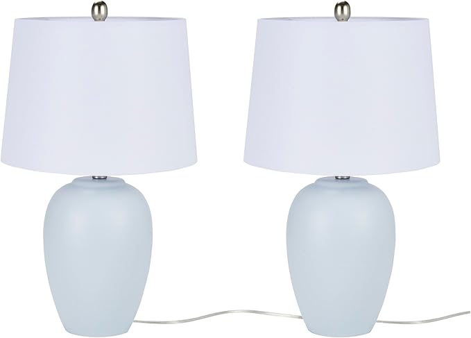 Nourison 23" Coastal Blue Ceramic Pot Table Lamp - Image 2