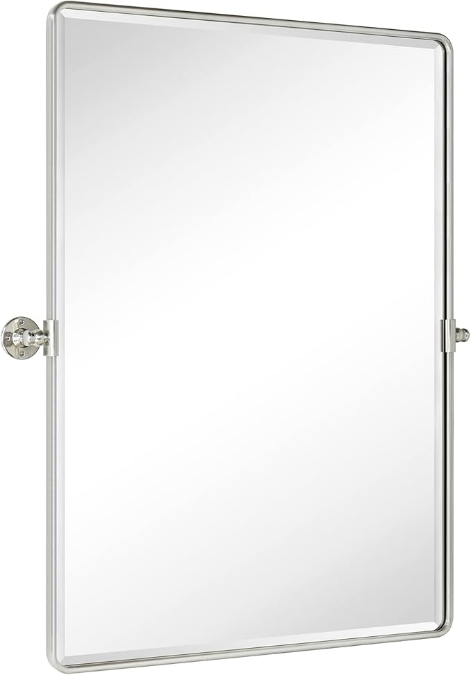 TEHOME 30x40'' Brushed Nickel Pivot Bathroom Mirror Tilt Vanity Mirror 40x30'' - Image 2