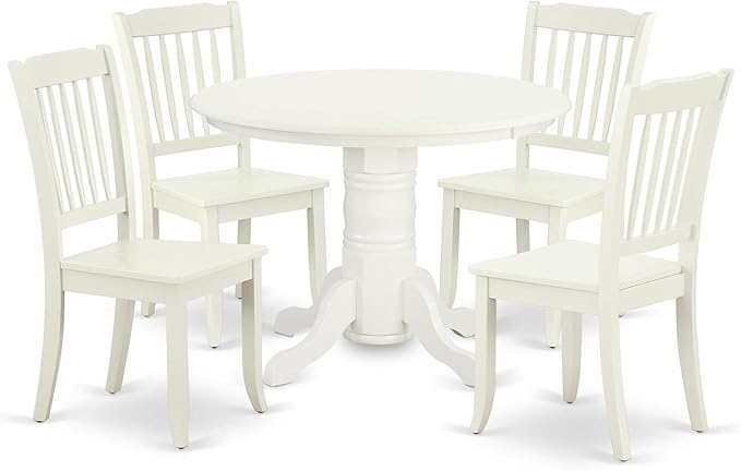 East West Furniture SHDA5-LWH-W 5 Piece Dining Room Table Set Includes a Round by EastWestFurniture