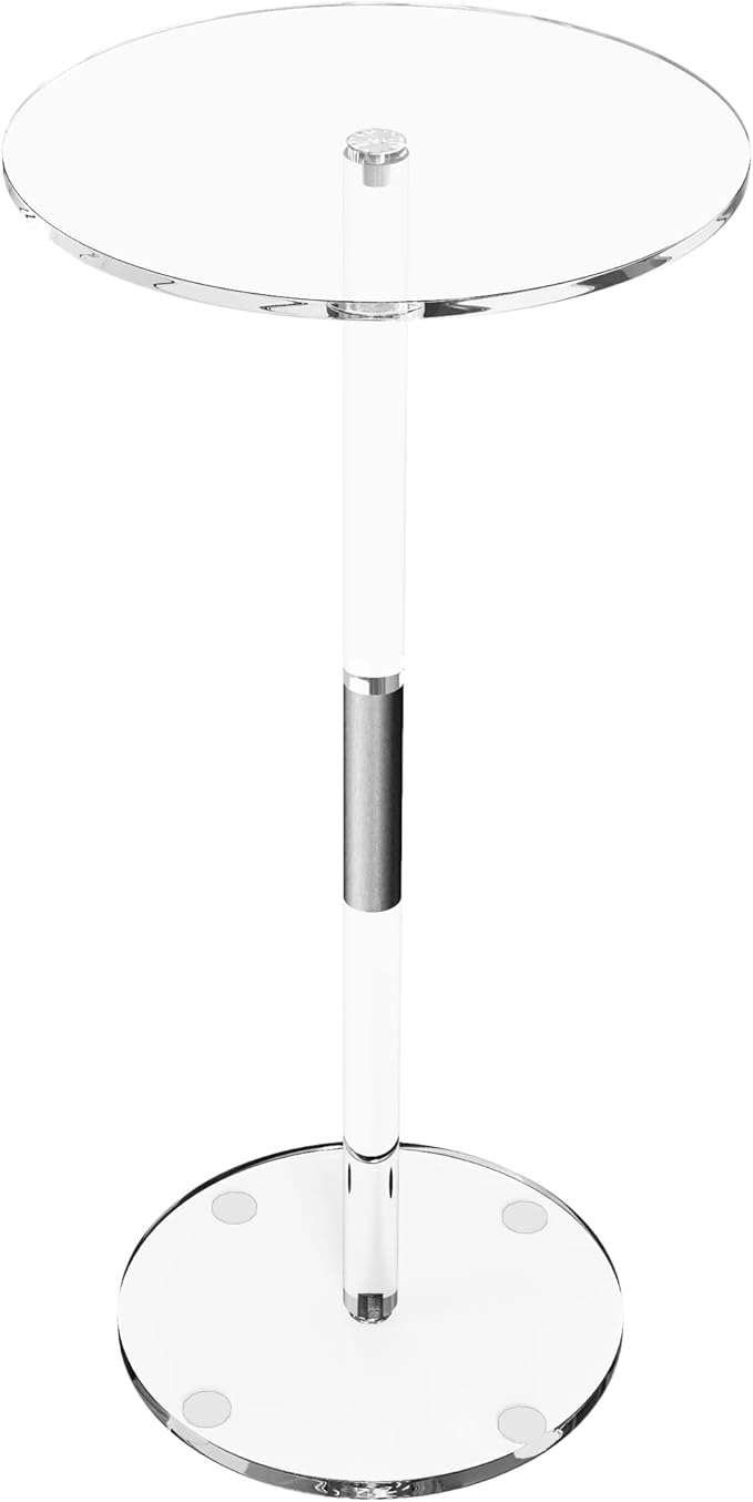 Small Side Table Acrylic Round Drink Table Clear End Table Modern Accent - Image 3