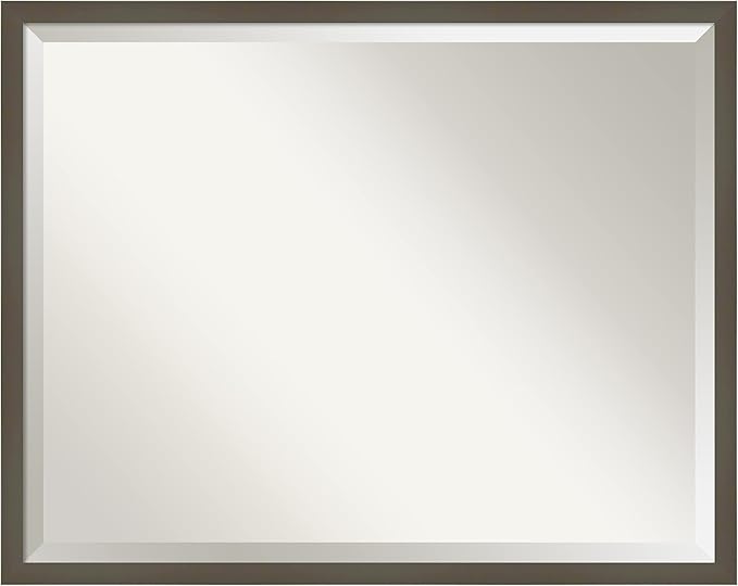 Amanti Art Grey Wall Mirror 23x29 Svelte Clay Grey Rectangle Bathroom Mirror by AmantiArt