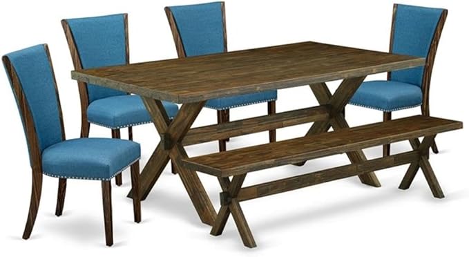East West Furniture X777VE721-6 6 Piece Dining Set Contains a Rectangle Dining by EastWestFurniture