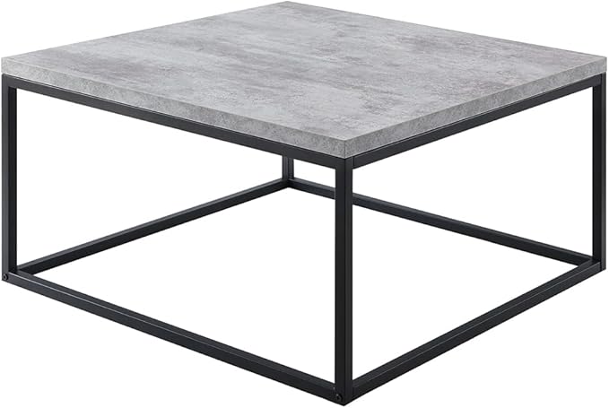 CENSI 30"x30" Square Concrete Accent Coffee Table Ottoman - Image 7