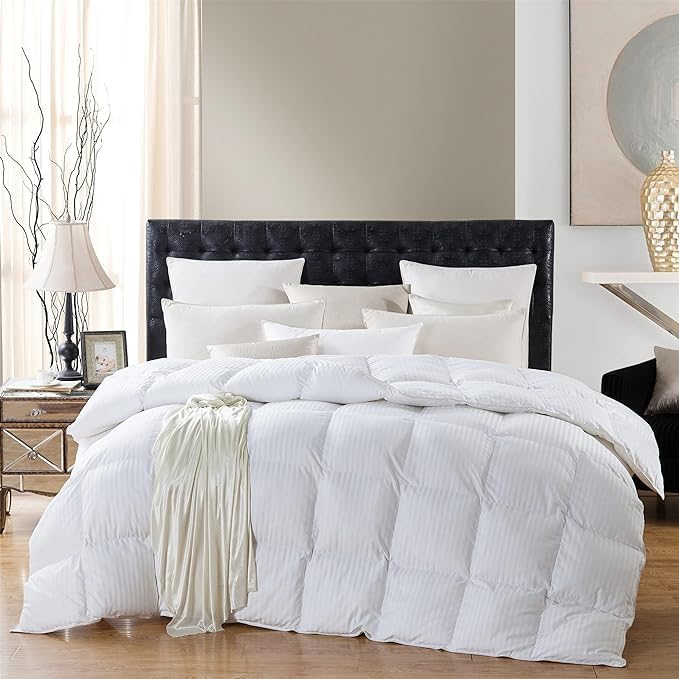 Luxurious All-Season Goose Down Feather Fiber Comforter Duvet Insert, Exquisite by EgyptianBedding