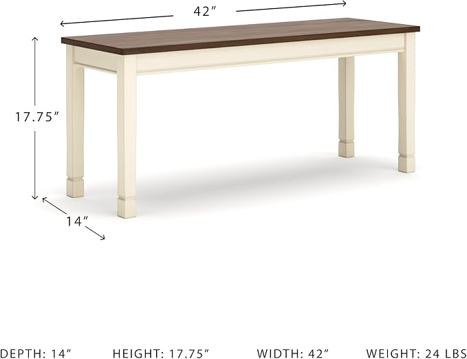 Signature Design by Ashley WhiteOwing Bench, 44.25" W x 16.25" D x4.25 H - Image 3