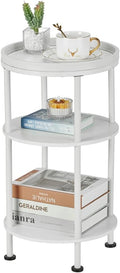 Small Round End Table with Charging Station, 3-Tier Accent Couch Beside Table by Zexvida