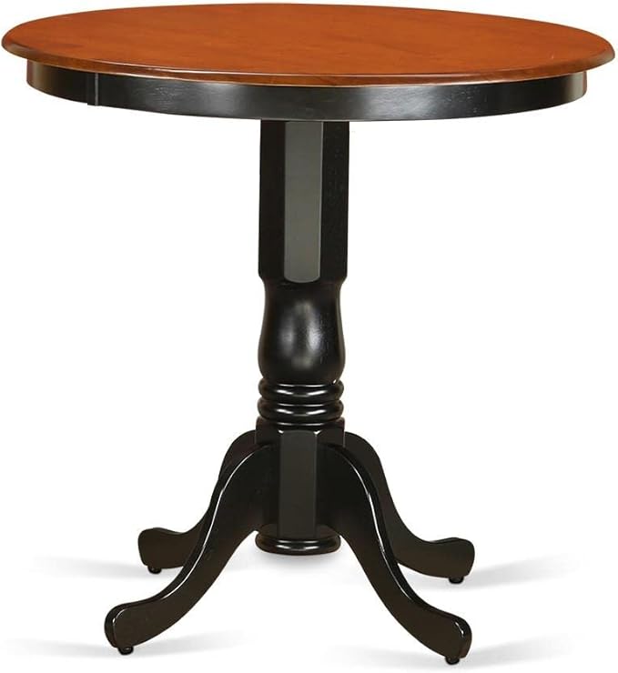 East West Furniture JAKE5-BLK-W 5 Piece Counter Height Pub Set Includes a Round - Image 2