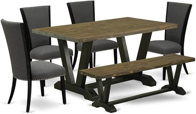 East West Furniture V676VE650-6 6 Piece Kitchen Table Set Contains a Rectangle by EastWestFurniture
