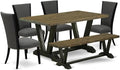 East West Furniture V676VE650-6 6 Piece Kitchen Table Set Contains a Rectangle by EastWestFurniture