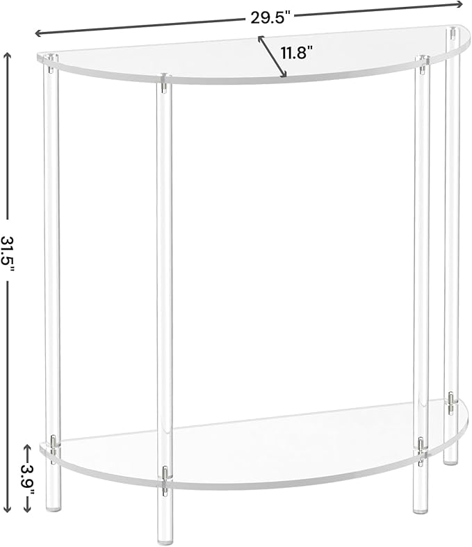 Acrylic Console Table, Half Moon, 29.5" Small Entryway Table, Living Room - Image 3