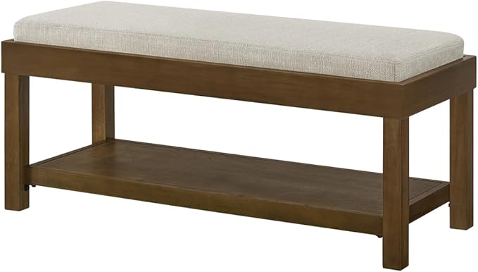 24KF Large Rectangular Storage Bench, Upholstered Seat Cushion, Ottoman Coffee - Image 4