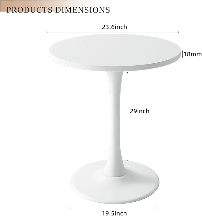 White Round Table Modern Tulip Dining Table White Round Kitchen Table Mid - Image 3