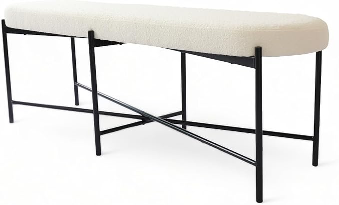54” upholstered Boucle Accent Ottoman Bench by SORBARIA