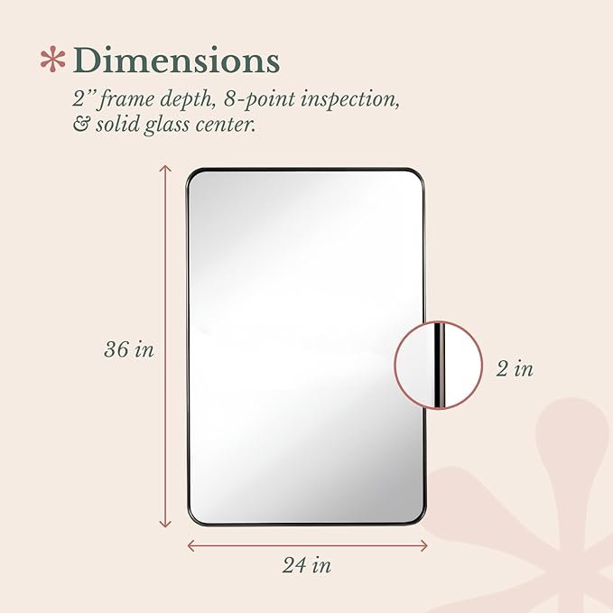 Hamilton Hills 24x36 Inch Metal Black Frame Mirror - Image 3