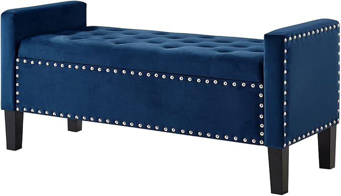 24KF Velvet Modern Upholstered Tufted Button Storage Bench - Image 4