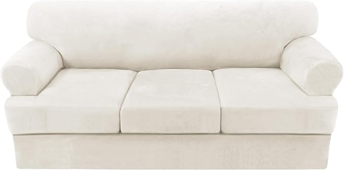 H.VERSAILTEX Sofa Cover 4 Piece T Cushion Sofa Slipcovers Thick Velvet Couch by HVERSAILTEX