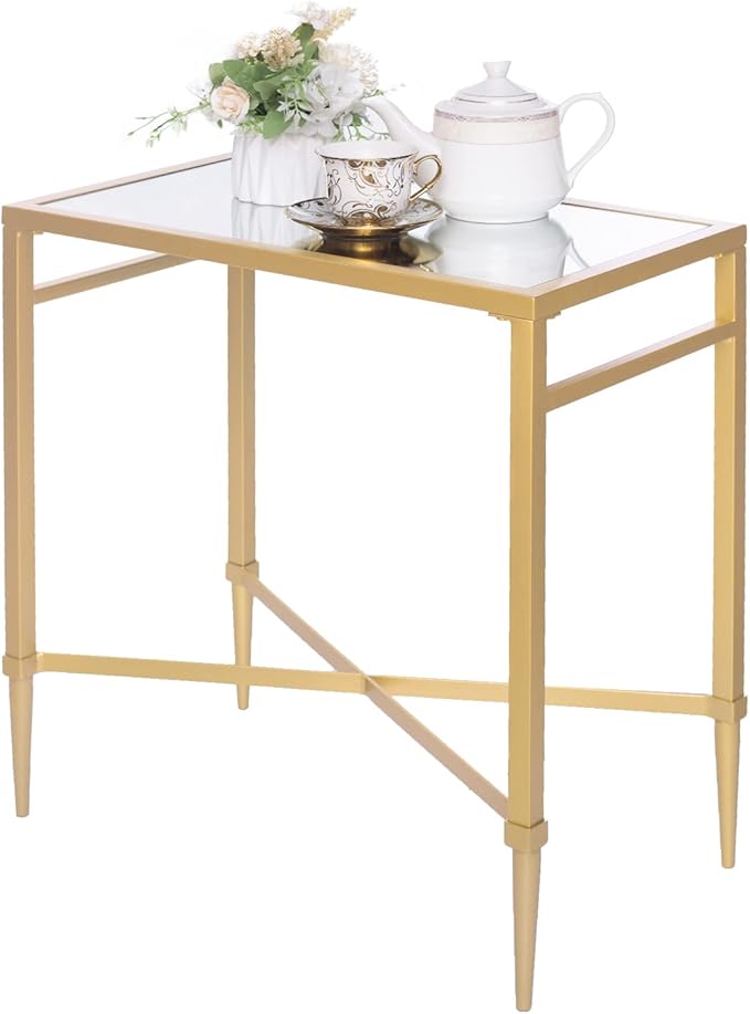 Gold End Table, Rectangle Side Table by GIFTTROVE