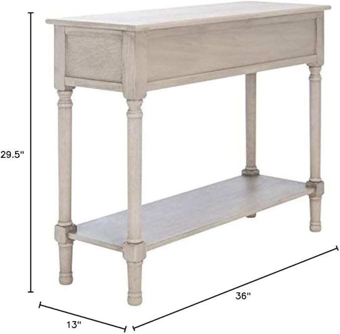 Safavieh Home Collection Tate Greige 2-Drawer Bottom Shelf Console Table - Image 14