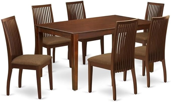 East West Furniture CAIP7-MAH-C 7 Piece Dining Table Set Consist of a Rectangle by EastWestFurniture