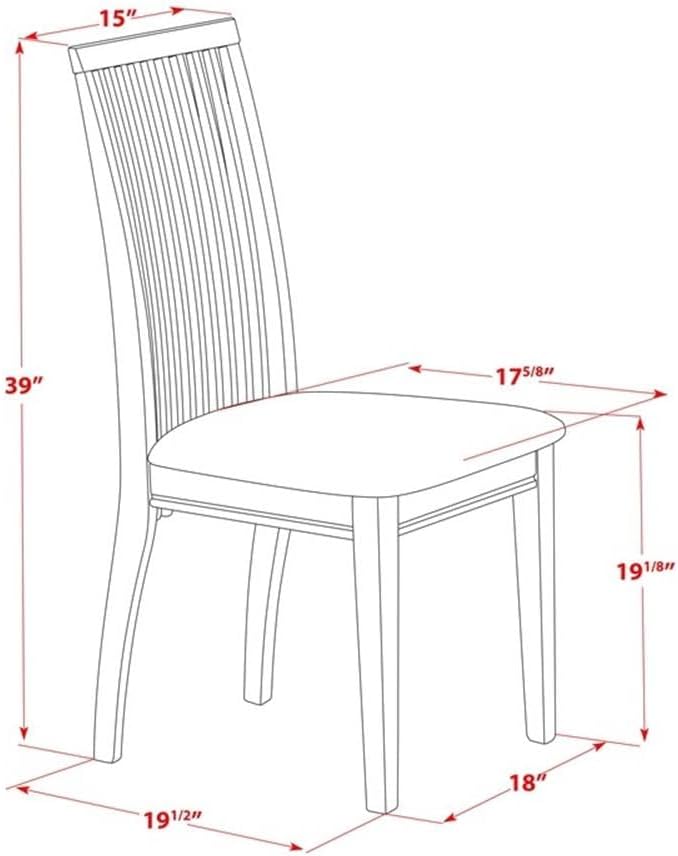 East West Furniture CAIP5-LWH-C 5 Piece Dinette Set - Image 3