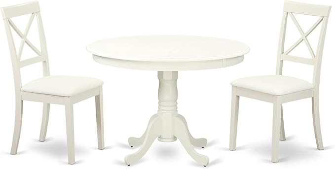 East West Furniture HLBO3-LWH-LC 3 Piece Dining Set Contains a Round Dining by EastWestFurniture