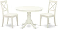 East West Furniture HLBO3-LWH-LC 3 Piece Dining Set Contains a Round Dining by EastWestFurniture