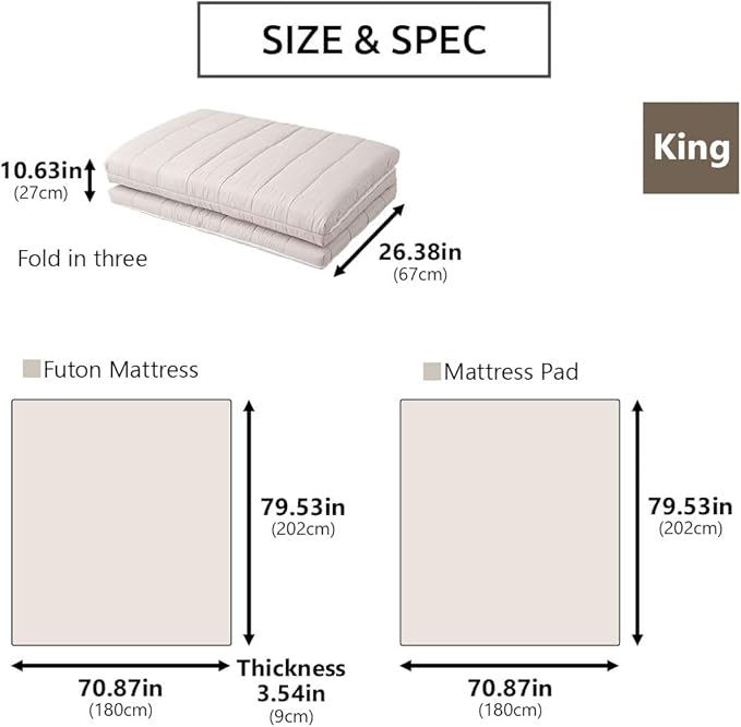 EMOOR Japanese Tri-fold Futon Mattress Machi - Image 2