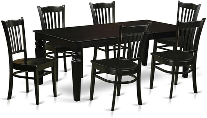 East West Furniture LGGR7-BLK-W 7 Piece Dining Room Table Set Consist of a by EastWestFurniture