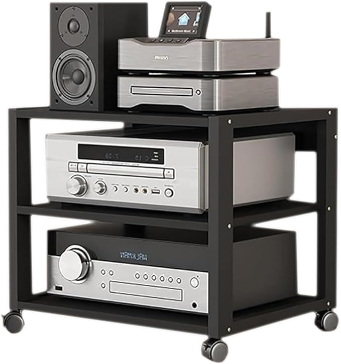 3 Tier Audio Rack Tower, CD Record Player Stereo Receiver AV Equipment Cabinet - Image 8