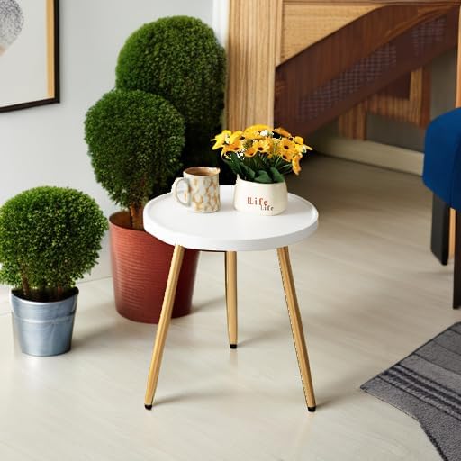 danpinera Round Side Table, Metal Legged Accent Table - Image 2