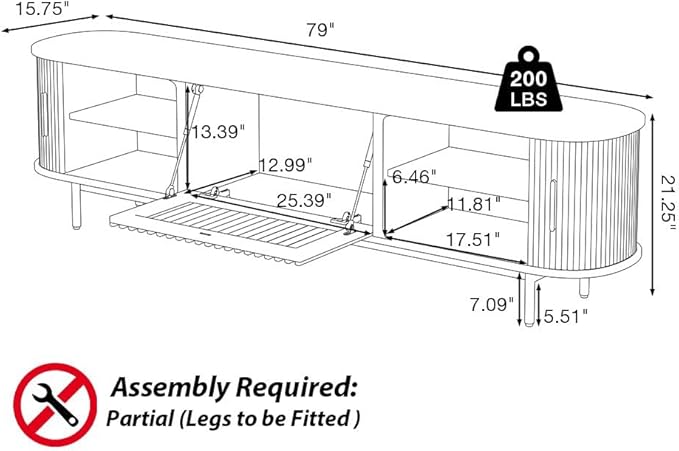 POVISON Fully-Assembled Modern Green TV Stand - Image 5