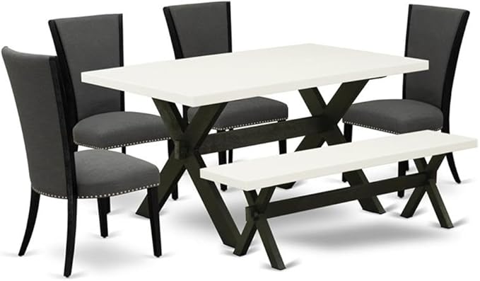 East West Furniture X626VE650-6 6 Piece Dining Set Contains a Rectangle Dining by EastWestFurniture