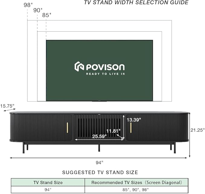 POVISON Fully-Assembled Mid Century Modern TV Stand - Image 4