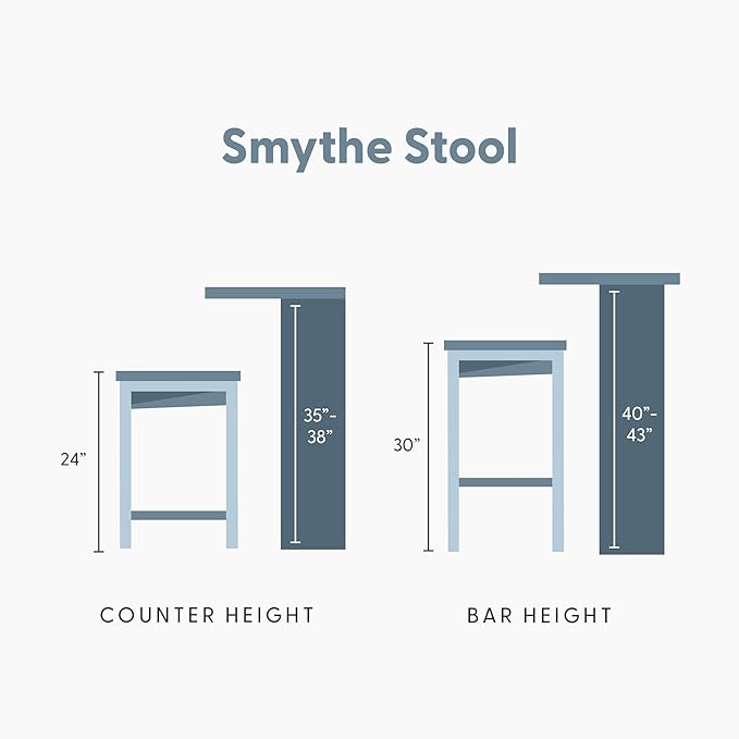Plank+Beam Smythe Bar Stool, Sturdy Wood Modern Kitchen Bar Height Stool - Image 3