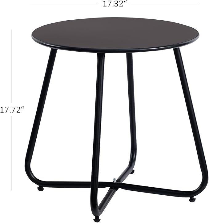 HollyHOME Round Metal Side Table, Rust-Resistant Patio Small Plant Stand - Image 3