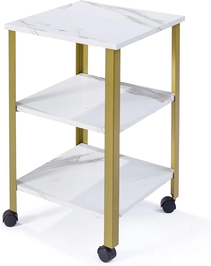 Side Table, End Table with Wheels, Printer Stand with 3-Tier Storage, Bedside - Image 9