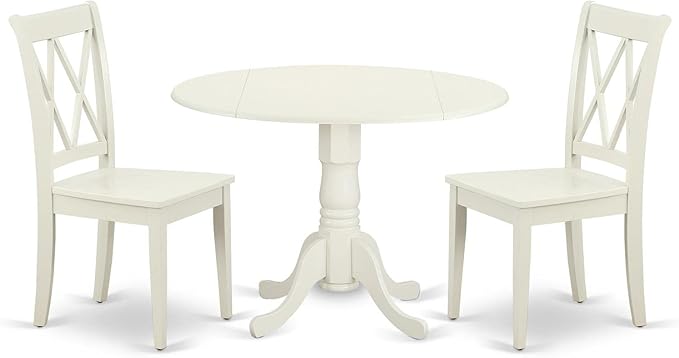 East West Furniture DLCL3-LWH-W 3 Piece Dining Room Table Set Contains a Round by EastWestFurniture