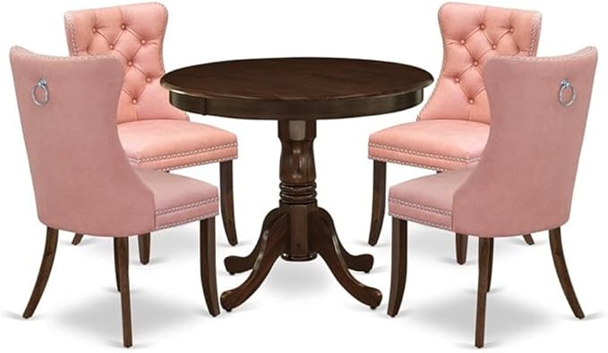 East West Furniture ANDA5-AWA-23 5 Piece Dinette Set Consists of a Round Dining by EastWestFurniture