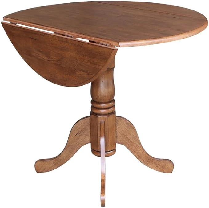 IC International Concepts 42-Inch Round Dual Drop Leaf Pedestal Dining Table - Image 6