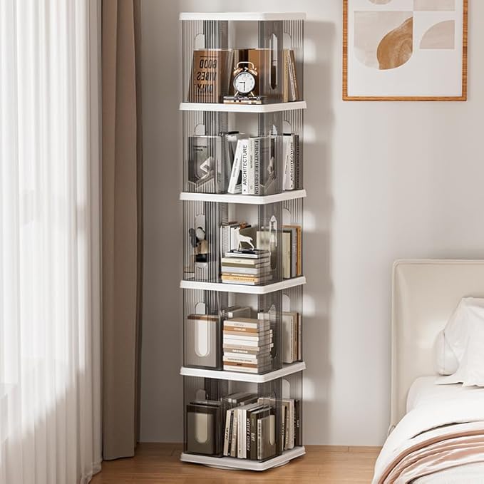 Rotating Bookshelf Tower, 360-Degree Rotating Bookshelves, Small Space Spinning by Unknown