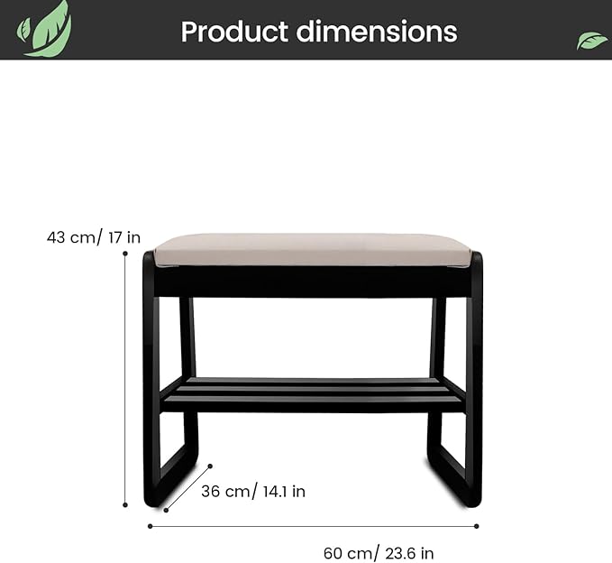 Solid Wood Shoe Rack, 2 Tier Shoe Storage Bench - Image 3