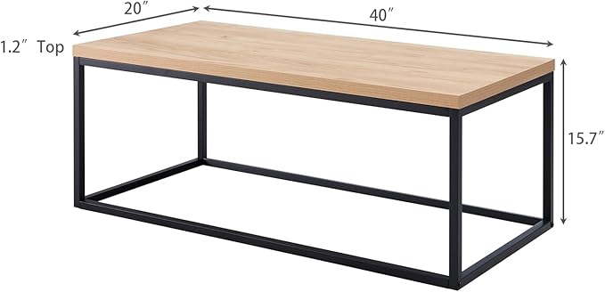 CENSI 40-Inch Natural Oak Accent Coffee Table Ottoman - Image 2
