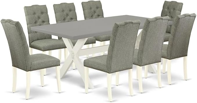 East West Furniture X097EL207-9 9 Piece Dining Set Includes a Rectangle Dining by EastWestFurniture