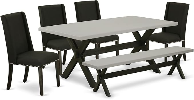 East West Furniture X697FL624-6 6 Piece Dinette Set Contains a Rectangle Dining - Image 2