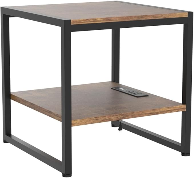 Homieasy End Table with Charging Station, 20 Inch Mini Fridge Stand with 2-Tier - Image 5