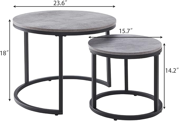 CENSI 24" Round Nesting Table, Accent Coffee Table, Space-Saving, Modern - Image 2