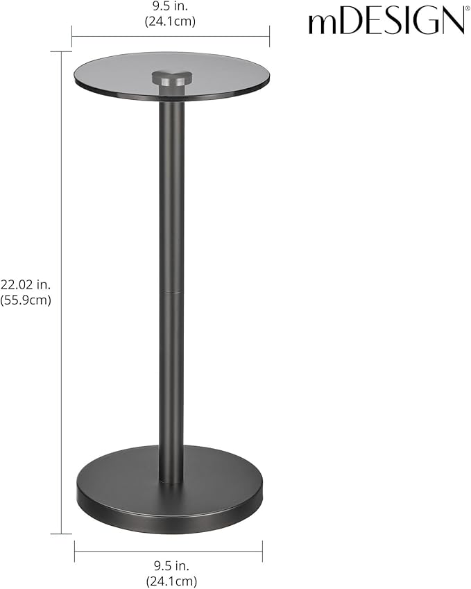 mDesign Glass Top Side/End Drink Table - Image 3