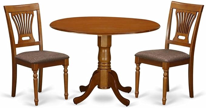 East West Furniture DLPL3-SBR-C 3 Piece Dining Room Table Set Contains a Round by EastWestFurniture