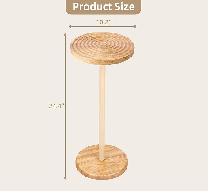 ZYBT Pedestal Side Table, 10.24" Natural Wood Round Coffee Table, Drink Table - Image 3